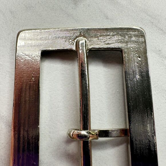 Silver Tone and Black Bar Simple Basic Belt Buckle - Picture 11 of 12